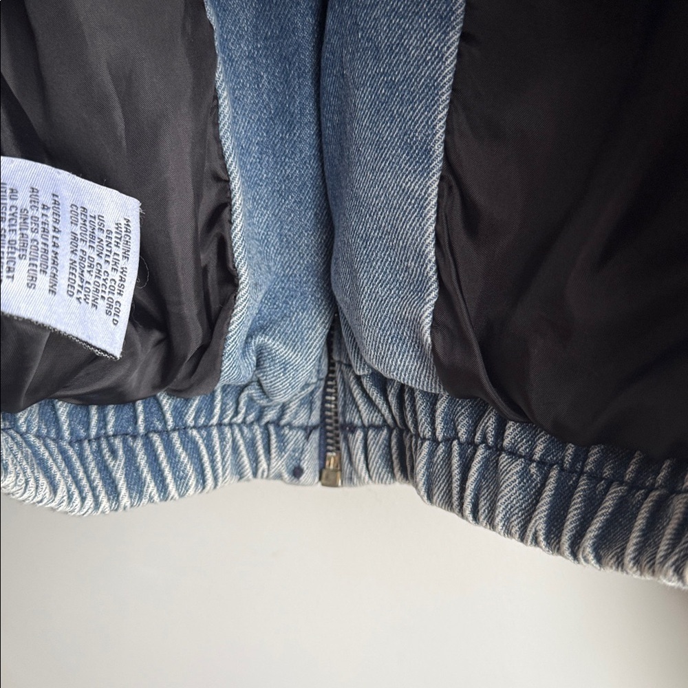 Light Blue Oversized Denim Puffer Jacket - Picture 10 of 10